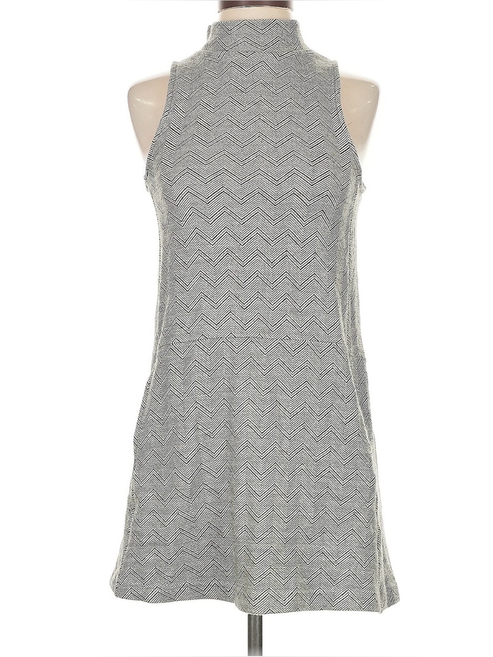 Free People Gray Chevron Mock Neck Mini Dress